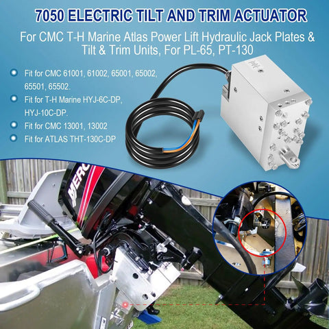 Electric Tilt And Trim Actuator Replacement Kit For Outboard Power Lift Hydraulic Jack Plates Fits CMC Power-Lift And T-H Marine HYJ Plates 61001 61002 65001 65002 65501 65502 HYJ-6C-DP Up To 130 HP Motors