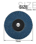 10 Pc Premium 3 Inch Flat Flap Sanding Discs With 8 Hole Design For Super Efficient Dust Evac And Smooth Grinding On Wood Metal Surfaces. Blue flapper disc showing diameter and hole size.
