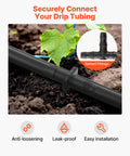 Ultimate 300 Piece Drip Irrigation Fittings Kit For Quarter Inch Tubing with barbed fitting in garden soil