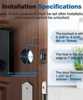Installation specifications for Keyless Fingerprint Door Lock With 6 Ways To Unlock For Front Door No Key Hassle High Tech Smart Deadbolt