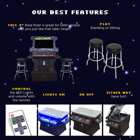 Full Size Commercial Grade Cocktail Arcade Cabinet for Home Game Rooms, 2 Player, 3500 Classic Games, 26 Inch LCD Lift Screen