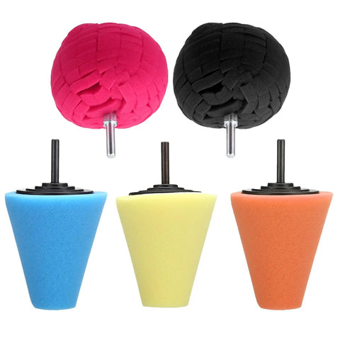 5 Piece Aluminum Polishing Kit With Foam Sponge Polishing Balls For Drills, All In One Wheel Polishing Kit For Car Care