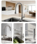 Modern kitchen with Stainless Steel Brushed Nickel Garbage Disposal Air Switch Kit With Sink Top Button by faucet.