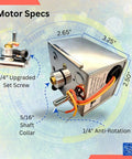 RZ3-1M Replacement Damper Motor Actuator showing motor specs, including 3/4" upgraded set screw and 5/16" shaft collar