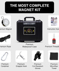 Image showing contents of Double Sided Magnet Fishing Kit With 1000LB Pull Neodymium N52 Magnets And Case, including premium accessories.