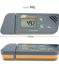 Usb Temperature Data Logger With Real Time Humidity And Barometric Pressure Monitoring Ip65 Waterproof Outdoor Tracker For Crisp Pdf Csv Reports No Hassle Plug And Play showing dimensions and display.