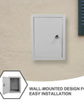 Front view of rugged outdoor aluminum electrical enclosure junction box with mounting panel, weatherproof, 300x400x160mm