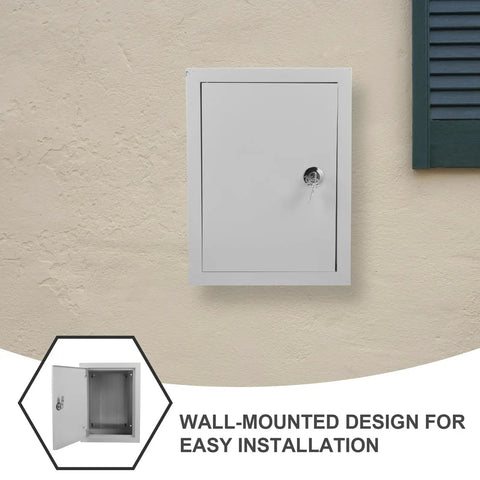 Front view of rugged outdoor aluminum electrical enclosure junction box with mounting panel, weatherproof, 300x400x160mm