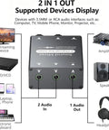 Two Channel 3.5mm Stereo Audio Mixer With Dual Volume Knobs Aluminum Shell 2 In 1 Out For PC Headphones Speakers Monitor Projector
