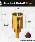 DaduoRi 1-1/4 inch serrated diamond hole saw with 2 removable pilot bits, gold finish, triangle 3/8 inch shank