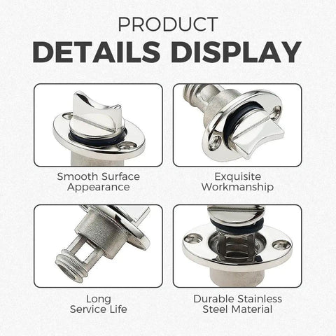 Product details of 2 Pack Marine Stainless Steel Boat Drain Plugs Kit For Kayaks And Small Boats, showing smooth surface and durable material.