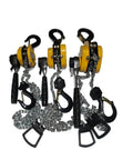 Heavy Duty 0.25 Ton Hand Chain Hoist Hook Mount With 3 Meter Portable Manual Lever Block For Lifting Heavy Loads No Sweat Required, showcasing three hoist units with chains and hooks.
