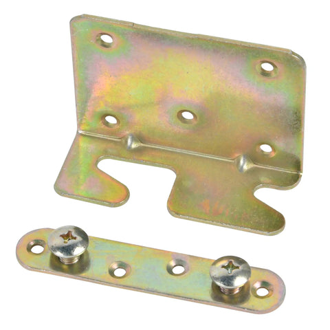 Heavy Duty Galvanized Bed Rail Brackets Universal Replacement Fittings Zinc Finished Steel Hardware for All Bed Frame Sizes Includes Mounting Screws.