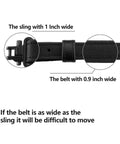 Rugged Buffalo Hide Rifle Sling With Mil Spec Swivels And Black Leather Hunting Strap showing adjustable 1 inch width and hardware details.