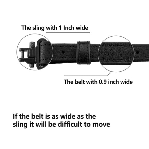 Rugged Buffalo Hide Rifle Sling With Mil Spec Swivels And Black Leather Hunting Strap showing adjustable 1 inch width and hardware details.