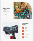 All Day Electric Tricycle For Adults 350W 7 Speed Trike With 468Wh Removable Battery 24 Inch Three Wheel E Trike For Seniors Men Women Heavy Duty 330 Lb Capacity Motorized Pedal Assist Bike rear basket and cushioned saddle