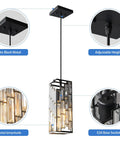 Fresh Black Metal Crystal Pendant Lights With Smooth Adjustable Chain For Kitchen Island Dining Room And Bedroom Killer Modern Industrial Lighting Fixtures 3 Pack, matte black metal and crystal lampshade.