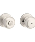 Juno Interior Privacy Door Knob With Lock For Bedroom And Bathroom Satin Nickel Finish No Fuss Keyless Turn Lock Microban Protection