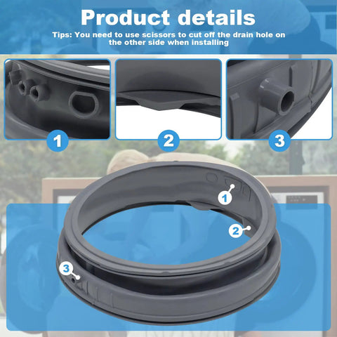 Washer Door Boot Seal Gasket Replacement For LG And Kenmore Front Load Washers Fits WM2042CW WD10465BD WM2050CW WM2301HR WD11581BDK WM2277HB And Related Models Durable Rubber Seal Easy Install DIY Friendly