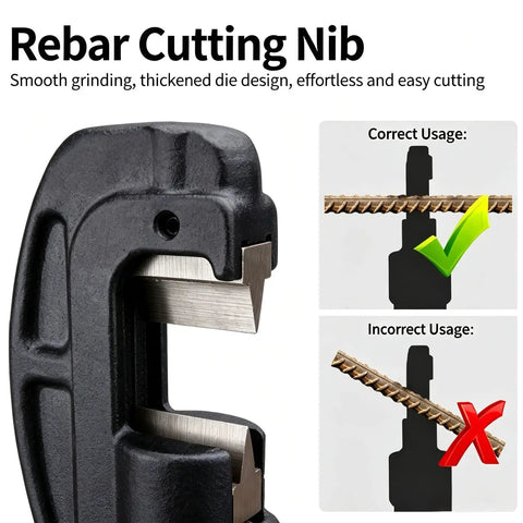 Heavy Duty 6 Ton Hydraulic Steel Bar Cutter For Cutting Rebar Up To 12 Mm showing rebar cutting nib with thickened die design.