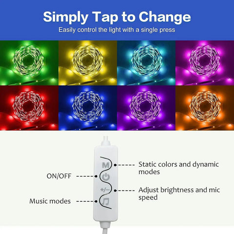 65.6Ft Led Strip Lights For Bedroom With App Control And Music Sync remote showing color and brightness settings