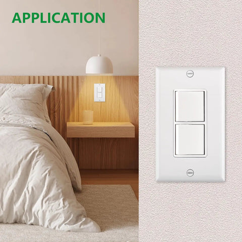 2 Pack Combo Rocker Switch And Duplex Outlet With Wall Plate Included 15 Amp 120V Single Pole Light Switch Receptacle UL Listed