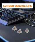 10 Pack Linear Switch Stems For Mechanical Keyboard Mods Featuring Reliable Pom Abs Craftsmanship And Secure Three Leg Mount For A Buttery Smooth Typing Experience That Truly Hits Different, displayed with a keyboard.