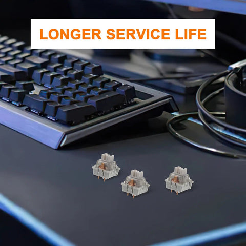 10 Pack Linear Switch Stems For Mechanical Keyboard Mods Featuring Reliable Pom Abs Craftsmanship And Secure Three Leg Mount For A Buttery Smooth Typing Experience That Truly Hits Different, displayed with a keyboard.