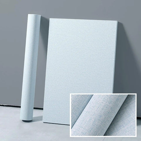 Light Blue Faux Grasscloth Peel And Stick Wallpaper 15.7x120 Inches Self Adhesive Contact Paper With Textured Fabric Look