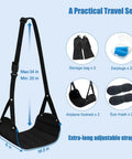 2 Pack Foot Hammock For Plane Travel Portable Airplane Foot Rest Leg Hammock, includes straps, blindfolds, and earplugs