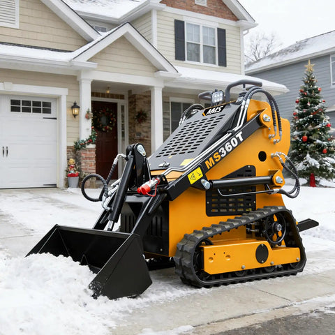 Mini Crawler Skid Steer Loader With 13.5HP EPA RATO Gasoline Engine Stand On Compact Loader 42 Inch Bucket clearing snow