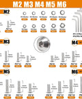 910 Piece Metric Screw Assortment Kit M2 To M6 Stainless 304 Button Head Socket Cap Screws With Nuts Washers And Hex Wrenches