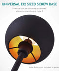 Close-up of globe head with Universal E12 screw base from Tripod Floor Lamp In Matte Black With Three Globe Heads And Intertwining Legs