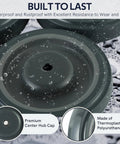 Close-up of 5 Inch Shopping Cart Replacement Wheels Kit 8 Pack with Polyurethane Tread, showing waterproof and rustproof features.