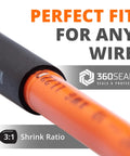 Heavy Duty Heat Shrink Tubing One Quarter Inch 3 To 1 Shrink Ratio With Adhesive Dual Wall Waterproof Seal Black 50 Feet Roll For Auto And Electrical Wiring Oil And Water Proof UL Certified on orange wire