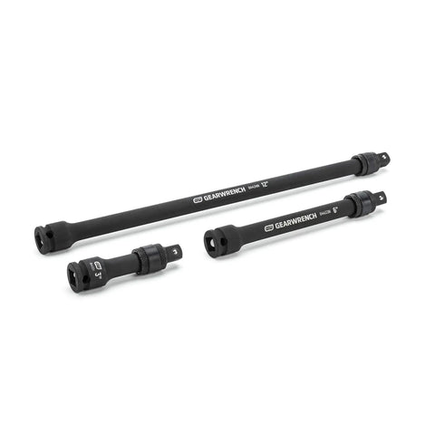 Three Eighths Drive Impact Locking Extension Set Built Tough With 3 Inch 6 Inch And 12 Inch Extensions Secure Detent Pin Retention