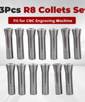 Pro Grade 13 Piece Collet Set One Eighth To Seven Eighth Inch R8 Mill Collet Holder For CNC Engraving Machines lined up