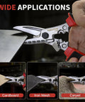 Electrician Utility Scissors 4 In 1 Tool With Tin Snips Cable Cutter Crimping Tool And Hex Wrench Pro Grade Quality For Cutting Sheet Metal Hardware Cloth Carpet Cardboard Terminals, cutting cardboard and iron mesh