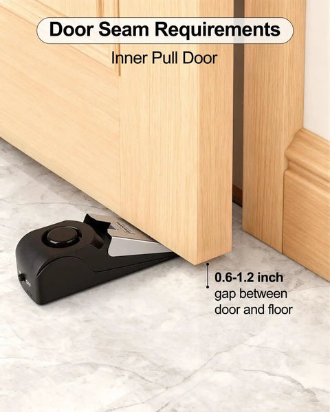 Door Stop Alarm 2 Pack With 120dB Siren Floor Wedge Door Stopper And Security Alarm Travel Friendly For Hotels Apartments And Home Use Anti Slip Mesh Bottom Inner Door Fit 0.6 To 1.2 Inch Black