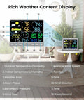 12 In 1 Weather Station With Indoor Outdoor Sensors And Rain Gauge, Temperature And Humidity Monitor, No WiFi, 8 Inch High Contrast Display on table