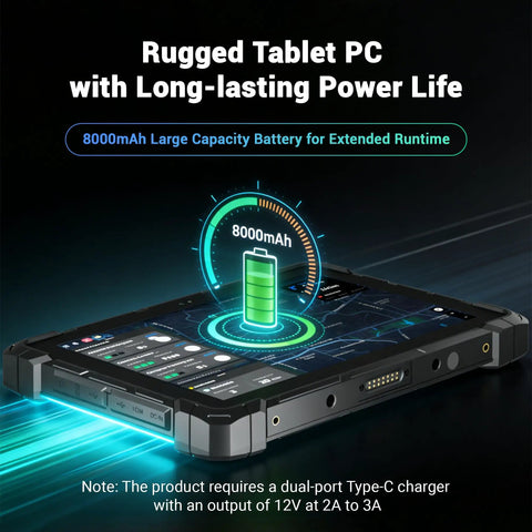 Built Like A Tank Rugged Tablet PC Running Windows 11 Pro On A Crisp 10.1 Inch Sunlight Readable Screen Resists Mud And Rain Without Skipping A Beat While You Hustle Through Outdoor Fieldwork IP67 Rated, featuring 8000mAh battery.