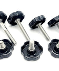 Top Shelf 516 24 Fine Thread Thumb Screw Bolts with black plastic knobs and stainless steel shafts for easy adjustment.