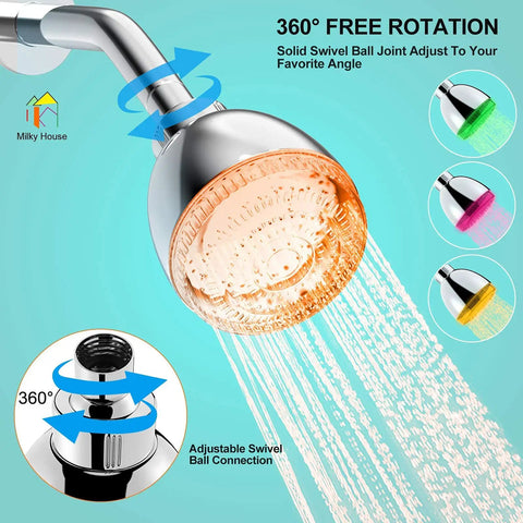 Lit LED Shower Head With Color Changing Lights, 7 Color Auto Cycle LED Shower Head, High Pressure Rain Shower Head For Bathroom