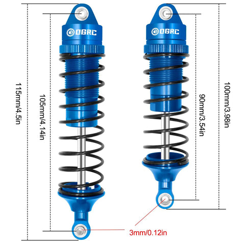Oil Shock Absorber Damper Set For 1 By 10 RC Traxxas Slash 2WD And 4X4 Hoss Rustler Bandit Stampede Upgrades Replacement For 5862 Blue