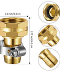 Close-up of 3 Piece Aluminum Female Thread Shank Hose Menders Kit with aluminum clamps and copper fittings for garden hoses.