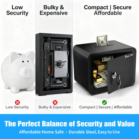 Compact Money Safe With Key Lock And Coin Slot Hidden Stash Box For Cash Jewelry Passports And Valuables Easy Access Home Office Travel Safe