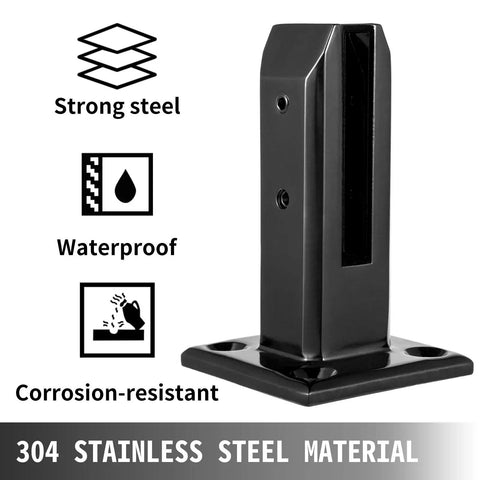 Glass Railing Clamp Spigots Kit For Balcony Deck Garden Handrail Black 304 Stainless Steel Fits Glass Three Tenths Of An Inch Thick