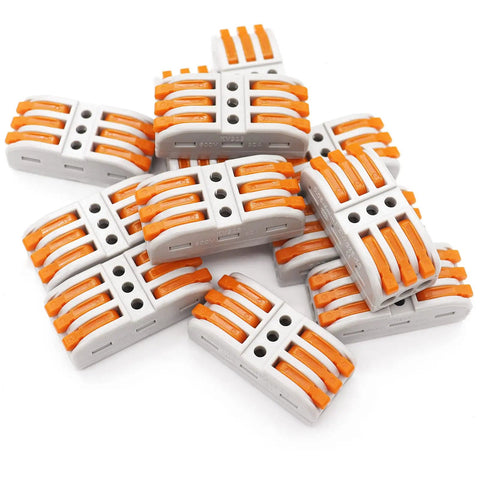 Lever Wire Connectors 15 Piece Set for Easy Wiring 3 In 3 Out Splicing 28 12 AWG Compact Nylon PA66 PC Shell