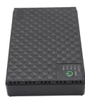 Plug And Play 10400mAh Ups Battery Backup For Routers And Modems Features US Plug, compact black unit with power indicator.
