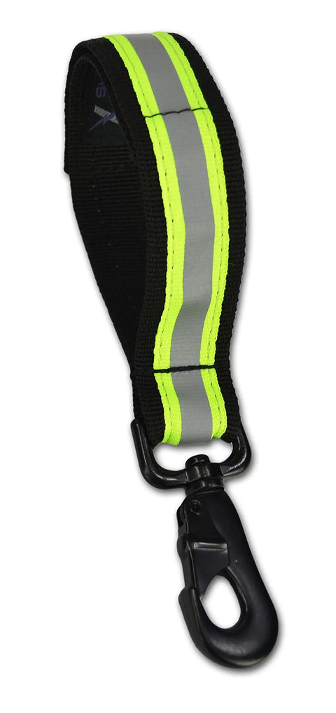 Heavy Duty Firefighter Glove Strap For Turnout Gear With Reflective Trim Extra Wide Ballistic Nylon Webbing Lime Silver Reflective Tape